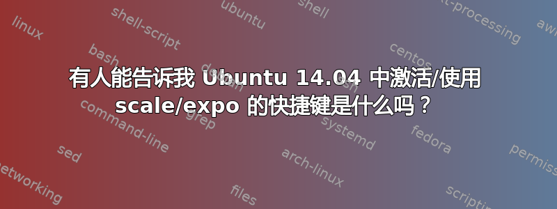 有人能告诉我 Ubuntu 14.04 中激活/使用 scale/expo 的快捷键是什么吗？