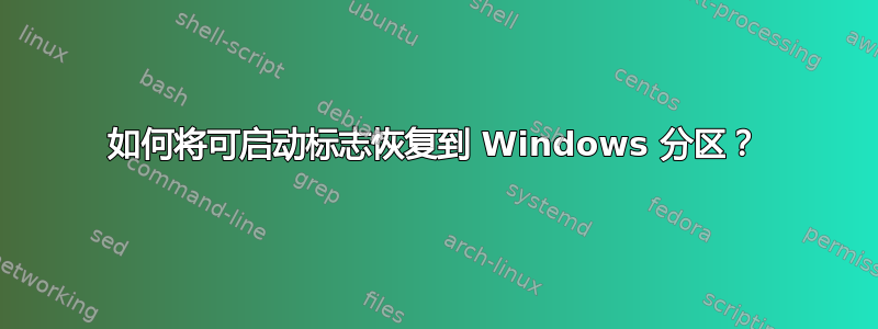 如何将可启动标志恢复到 Windows 分区？