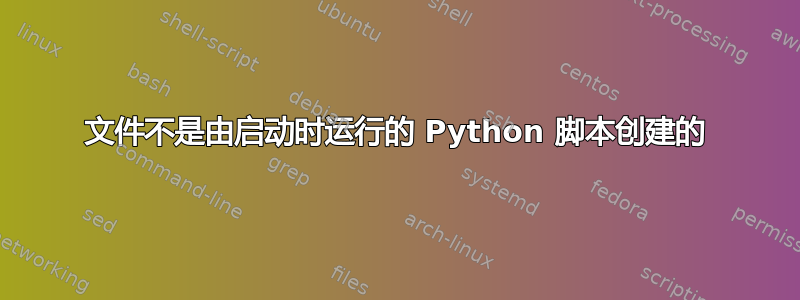 文件不是由启动时运行的 Python 脚本创建的