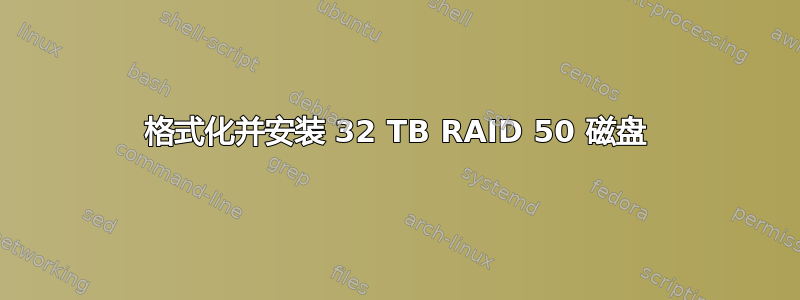 格式化并安装 32 TB RAID 50 磁盘