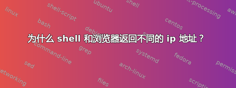 为什么 shell 和浏览器返回不同的 ip 地址？