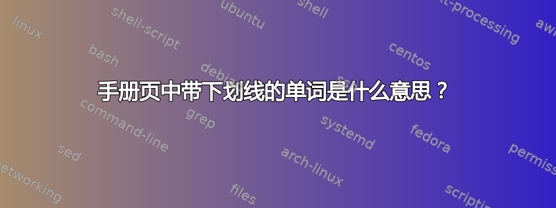 手册页中带下划线的单词是什么意思？