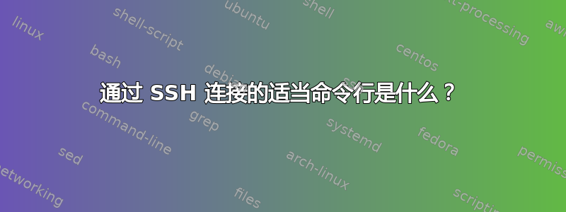 通过 SSH 连接的适当命令行是什么？