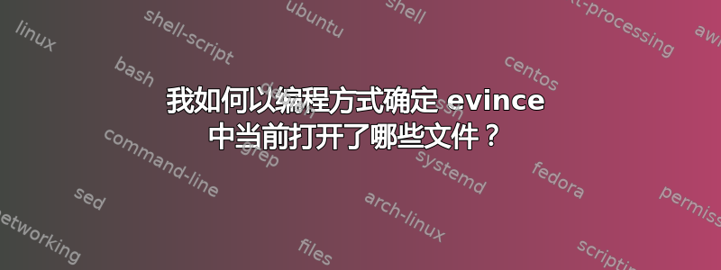 我如何以编程方式确定 evince 中当前打开了哪些文件？