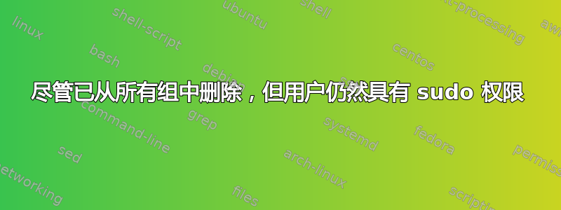 尽管已从所有组中删除，但用户仍然具有 sudo 权限