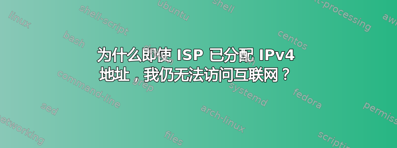 为什么即使 ISP 已分配 IPv4 地址，我仍无法访问互联网？