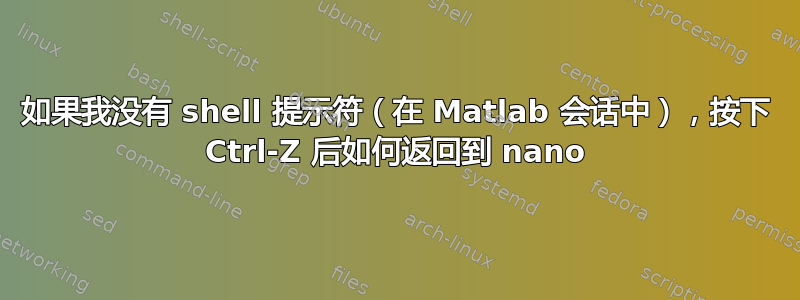 如果我没有 shell 提示符（在 Matlab 会话中），按下 Ctrl-Z 后如何返回到 nano