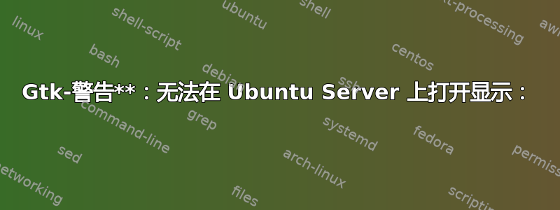 Gtk-警告**：无法在 Ubuntu Server 上打开显示：