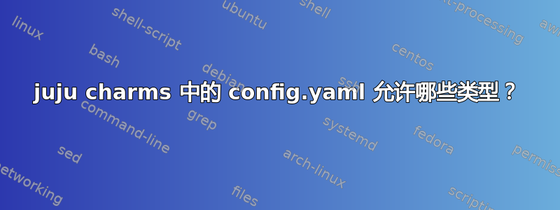 juju charms 中的 config.yaml 允许哪些类型？