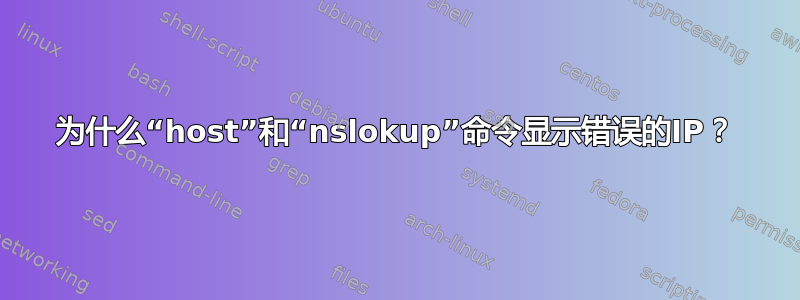 为什么“host”和“nslokup”命令显示错误的IP？