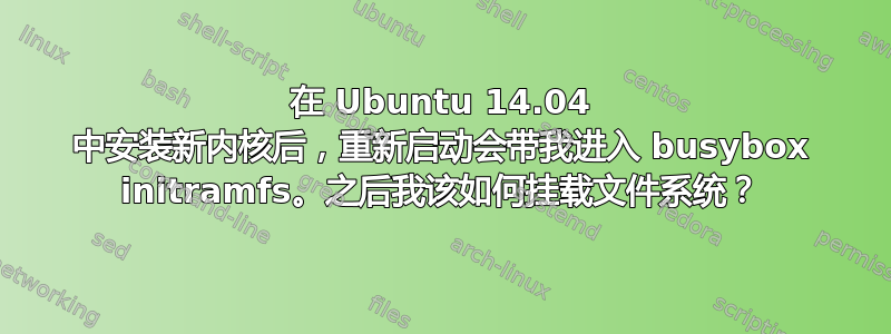 在 Ubuntu 14.04 中安装新内核后，重新启动会带我进入 busybox initramfs。之后我该如何挂载文件系统？