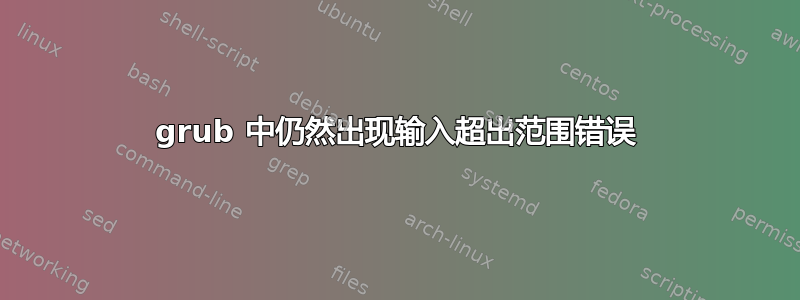 grub 中仍然出现输入超出范围错误