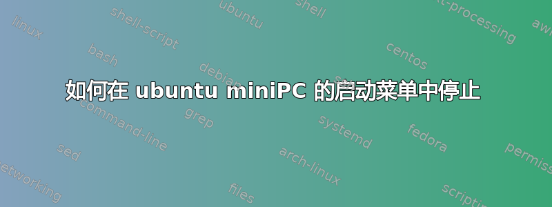 如何在 ubuntu miniPC 的启动菜单中停止