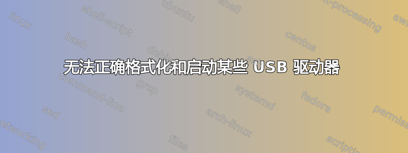 无法正确格式化和启动某些 USB 驱动器