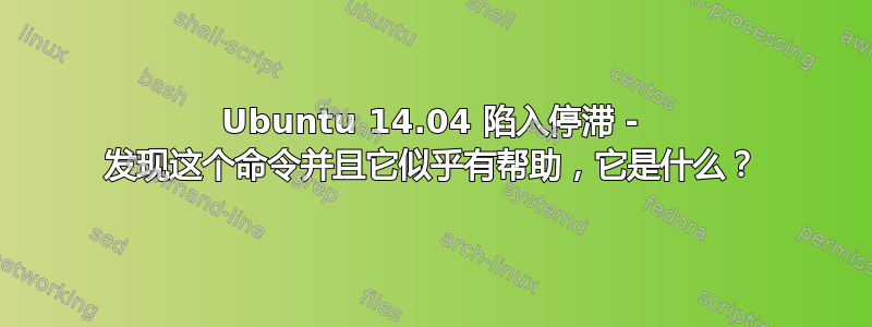 Ubuntu 14.04 陷入停滞 - 发现这个命令并且它似乎有帮助，它是什么？