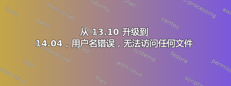 从 13.10 升级到 14.04，用户名错误，无法访问任何文件