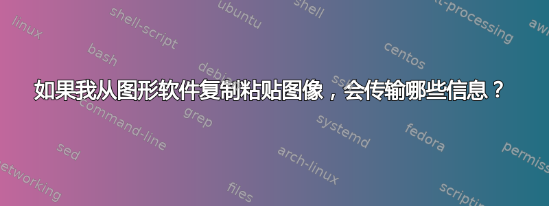 如果我从图形软件复制粘贴图像，会传输哪些信息？