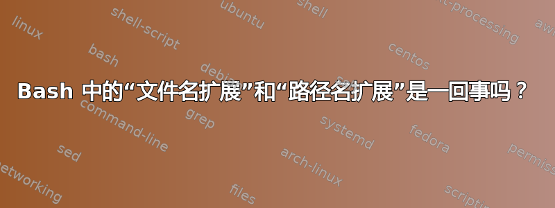 Bash 中的“文件名扩展”和“路径名扩展”是一回事吗？