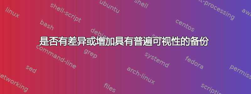 是否有差异或增加具有普遍可视性的备份