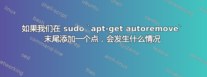 如果我们在 sudo `apt-get autoremove` 末尾添加一个点，会发生什么情况