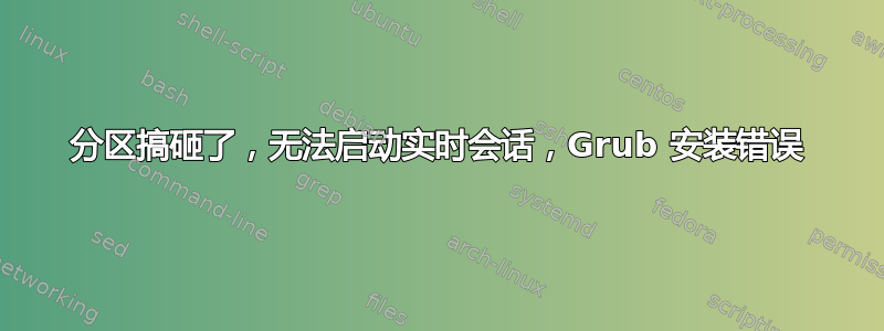 分区搞砸了，无法启动实时会话，Grub 安装错误