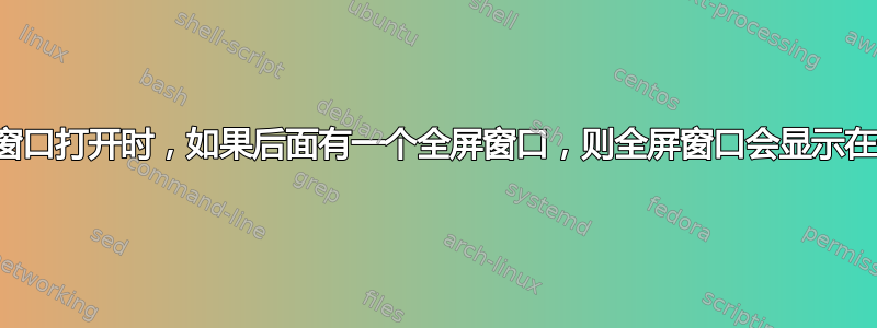 当模态窗口打开时，如果后面有一个全屏窗口，则全屏窗口会显示在最前面