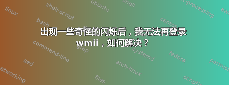 出现一些奇怪的闪烁后，我无法再登录 wmii，如何解决？