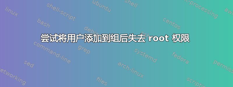 尝试将用户添加到组后失去 root 权限