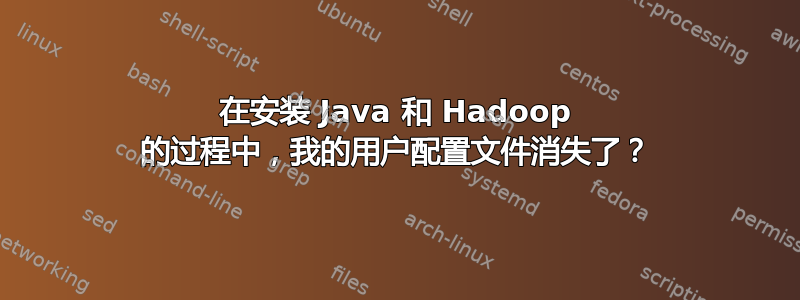 在安装 Java 和 Hadoop 的过程中，我的用户配置文件消失了？