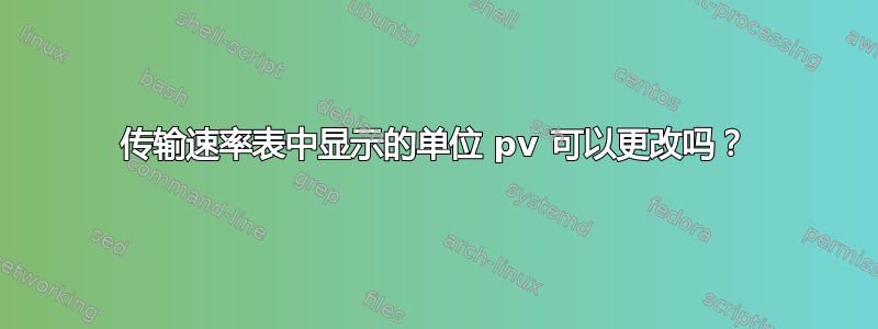 传输速率表中显示的单位 pv 可以更改吗？