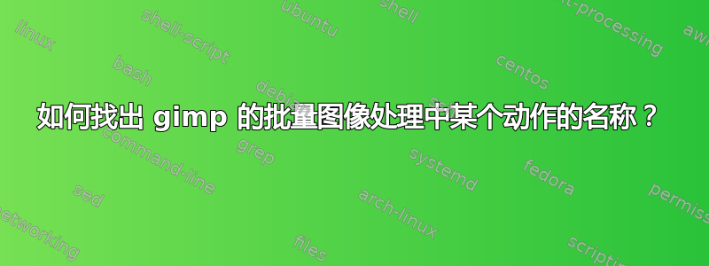 如何找出 gimp 的批量图像处理中某个动作的名称？