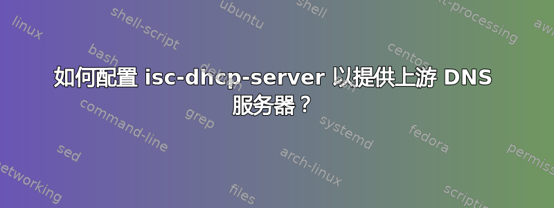 如何配置 isc-dhcp-server 以提供上游 DNS 服务器？