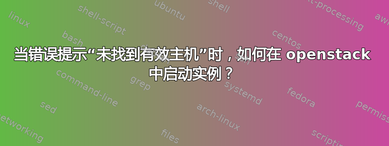 当错误提示“未找到有效主机”时，如何在 openstack 中启动实例？