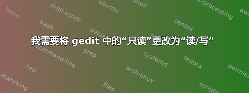 我需要将 gedit 中的“只读”更改为“读/写”