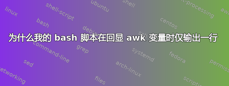 为什么我的 bash 脚本在回显 awk 变量时仅输出一行