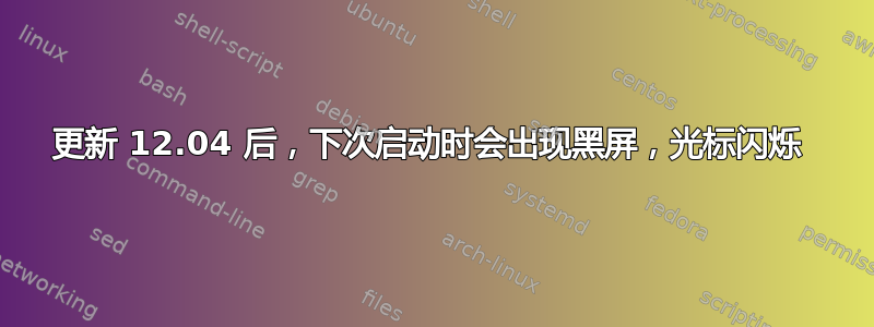 更新 12.04 后，下次启动时会出现黑屏，光标闪烁 