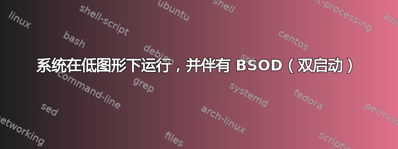 系统在低图形下运行，并伴有 BSOD（双启动）