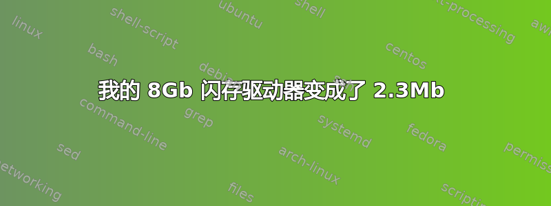 我的 8Gb 闪存驱动器变成了 2.3Mb