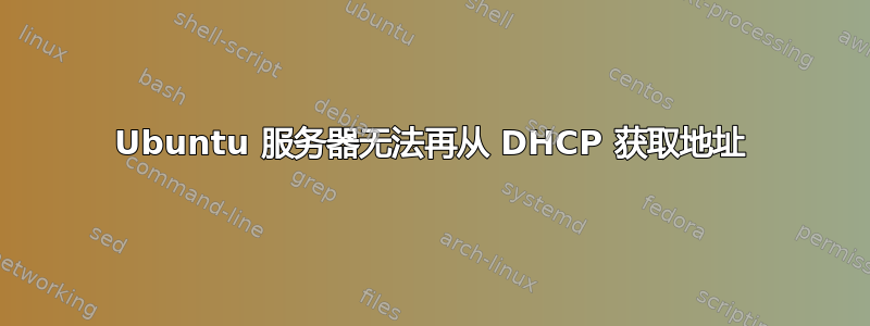 Ubuntu 服务器无法再从 DHCP 获取地址