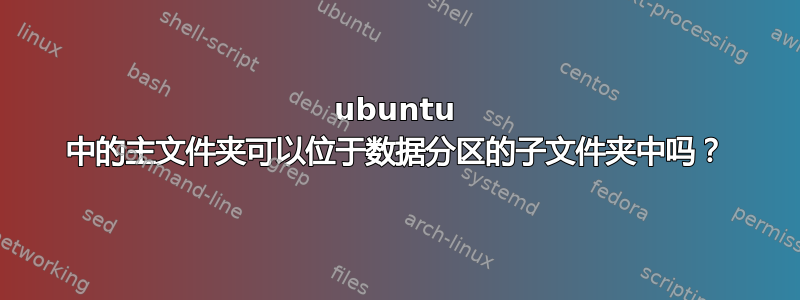 ubuntu 中的主文件夹可以位于数据分区的子文件夹中吗？