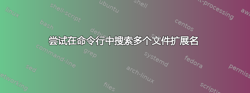 尝试在命令行中搜索多个文件扩展名