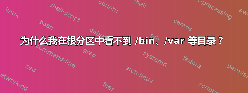 为什么我在根分区中看不到 /bin、/var 等目录？