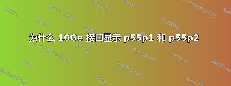 为什么 10Ge 接口显示 p55p1 和 p55p2