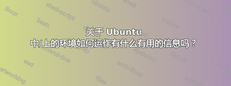 关于 Ubuntu 中/上的环境如何运作有什么有用的信息吗？