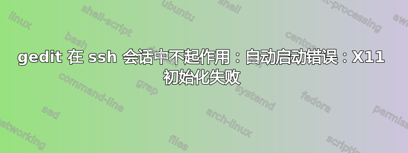 gedit 在 ssh 会话中不起作用：自动启动错误：X11 初始化失败