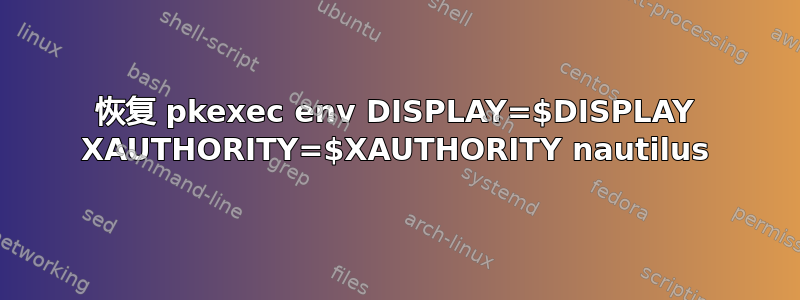 恢复 pkexec env DISPLAY=$DISPLAY XAUTHORITY=$XAUTHORITY nautilus