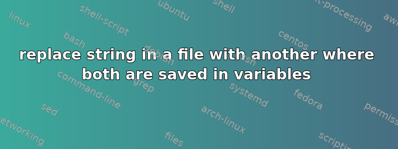 replace string in a file with another where both are saved in variables