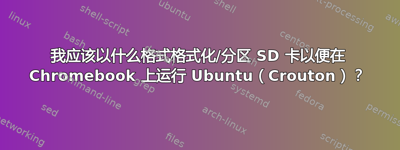 我应该以什么格式格式化/分区 SD 卡以便在 Chromebook 上运行 Ubuntu（Crouton）？