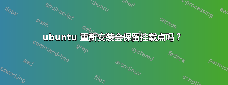 ubuntu 重新安装会保留挂载点吗？