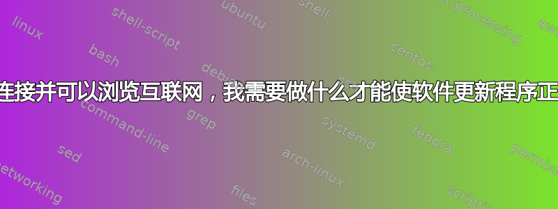 尽管我已连接并可以浏览互联网，我需要做什么才能使软件更新程序正常工作？